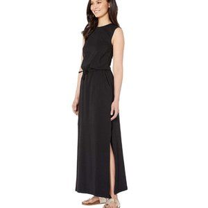 PACT // Sleeveless Drawstring Maxi Dress in Black